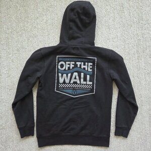 Vans Off The Wall Black Blue Graphic Hoodie Hooded Sweatshirt Skater Men's Small